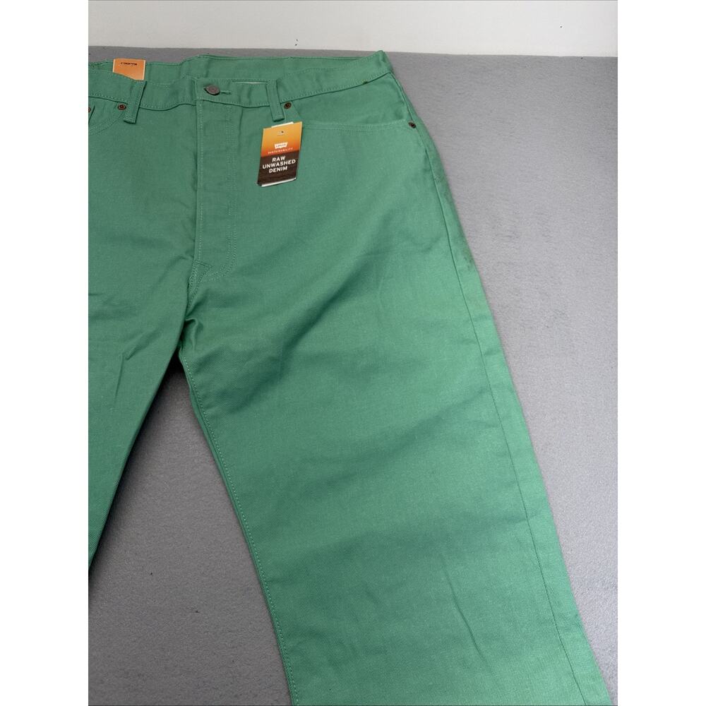 Levis 501 Shrink To Fit Jeans Mens 40x32 Green Denim Button Fly NWT - Picture 3 of 6